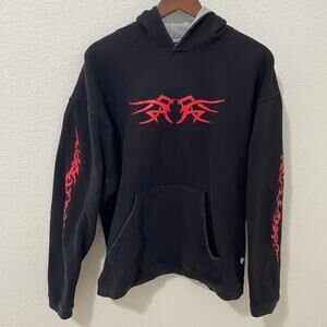 Vintage Outlooks Tribal Spider Hoodie Faded Black and Red Kangaroo Pocket*